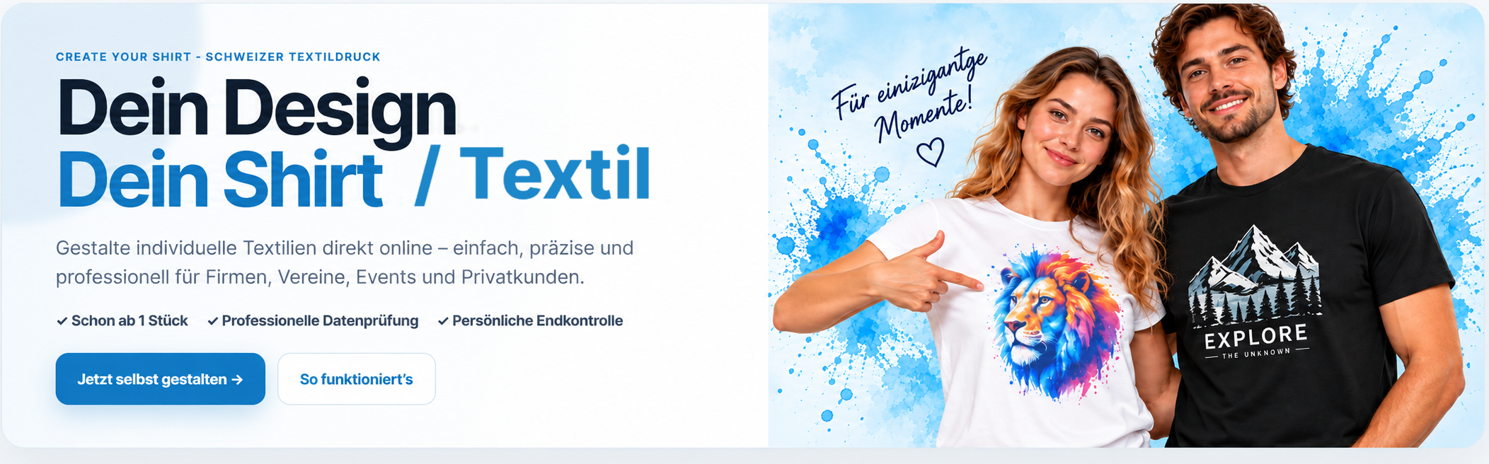 Create your Shirt – Dein Design. Dein Shirt. Für einzigartige Momente.