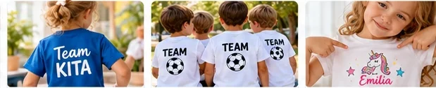Beispiele für bedruckte Kinder- und Gruppen-Shirts